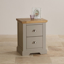 St John's Natural Oak and Light Grey Painted 2 Drawer Bedside Table