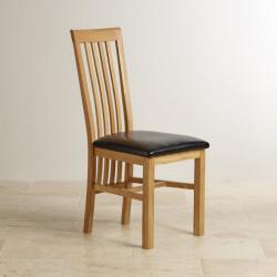 Osaka Solid Oak Slat Back Dining Chair Leather Padding