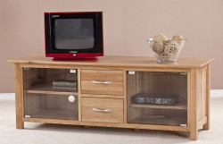 Cambridge Solid Oak Large TV Unit With Glass Doors