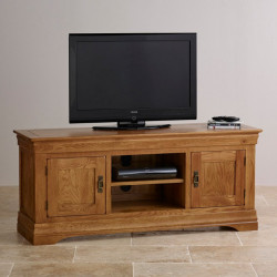 French Rustic Solid Oak Widescreen TV Cabinet