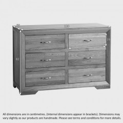 Chamfer Natural Solid Oak 6 Drawers Chest